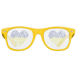 Spiral swirls mehandi heart Ukrainian flag colours Retro Sunglasses