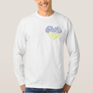 Spiral swirls mehandi heart Ukrainian flag colours T-Shirt
