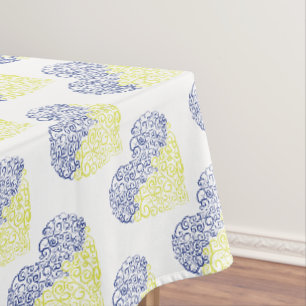 Spiral swirls mehandi heart Ukrainian flag colours Tablecloth