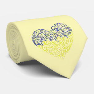Spiral swirls mehandi heart Ukrainian flag colours Tie