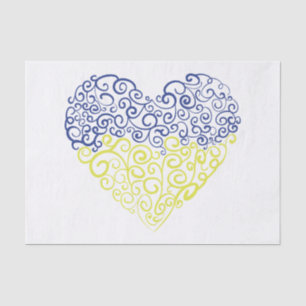 Spiral swirls mehandi heart Ukrainian flag colours Tissue Paper