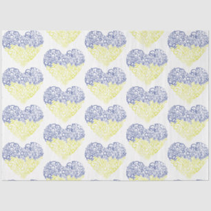 Spiral swirls mehandi heart Ukrainian flag colours Tissue Paper