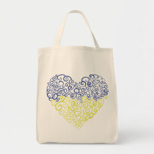 Spiral swirls mehandi heart Ukrainian flag colours Tote Bag