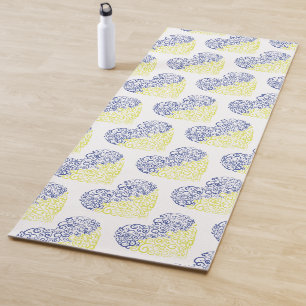 Spiral swirls mehandi heart Ukrainian flag colours Yoga Mat