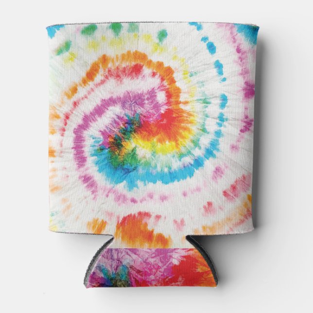 Spiral tie-dye, rainbow swirl pattern can cooler (Front)