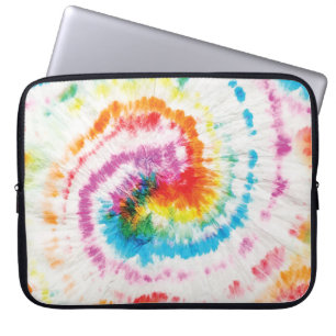 Spiral tie-dye, rainbow swirl pattern laptop sleeve