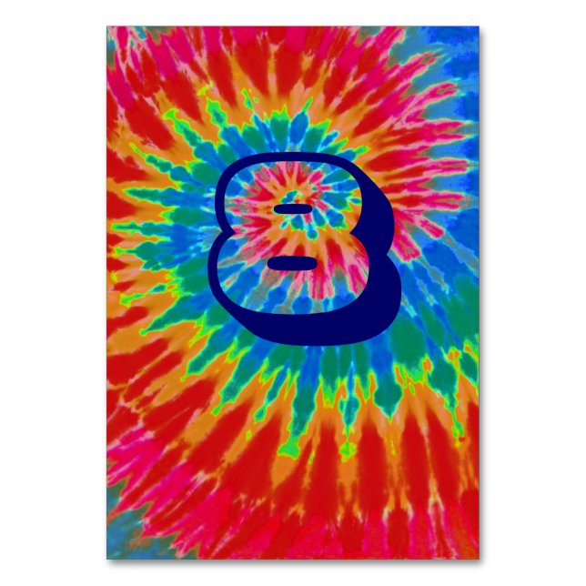 Spiral Tie Dye Wedding Table Eight Number (Front)