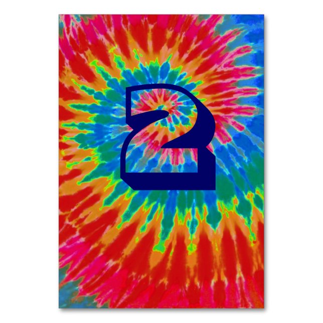 Spiral Tie Dye Wedding Table Two Number (Front)