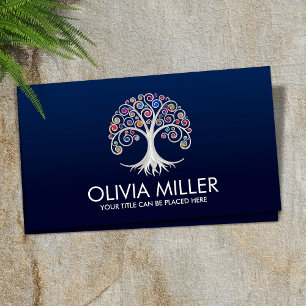 Spiral Tree of Life - colour swirl foliage Business Card