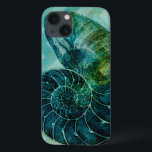 Spiral Turquoise Conch Shell iPhone 13 Case<br><div class="desc">In this vivid image,  you can see in vintage natural and unique style of the turquoise Conch shell up close. This unique type of art has black shading to accent the spiralling of this conch shell. Get this conch shell with an turquoise background on your product today.</div>