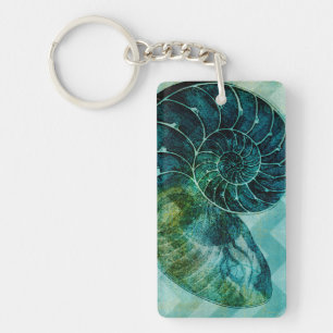 Spiral Turquoise Conch Shell Key Ring