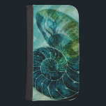 Spiral Turquoise Conch Shell Samsung S4 Wallet Case<br><div class="desc">In this vivid image,  you can see in vintage natural and unique style of the turquoise Conch shell up close. This unique type of art has black shading to accent the spiralling of this conch shell. Get this conch shell with an turquoise background on your product today.</div>