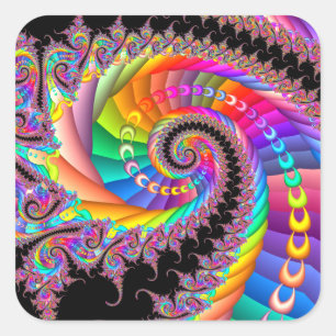 Spiral Twist Fractal Square Sticker