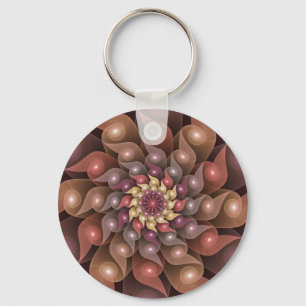 Spiral Wings, Modern Abstract Colourful Fractal Ar Key Ring