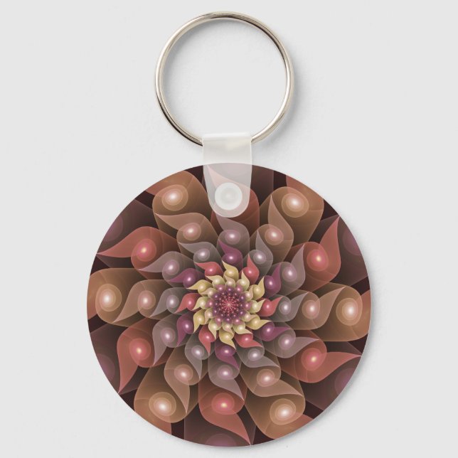 Spiral Wings, Modern Abstract Colourful Fractal Ar Key Ring (Front)