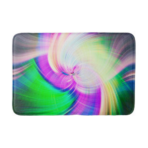 SPIRALFLUO - Psychedelic Colourful Modern Fractal Bath Mat