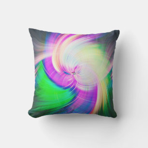 SPIRALFLUO - Psychedelic Colourful Modern Fractal  Cushion
