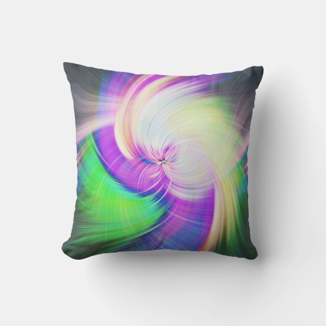 SPIRALFLUO - Psychedelic Colourful Modern Fractal  Cushion (Front)
