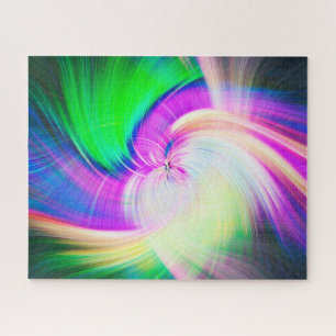 SPIRALFLUO - Psychedelic Colourful Modern Fractal  Jigsaw Puzzle