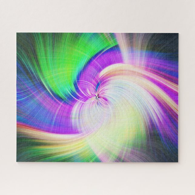 SPIRALFLUO - Psychedelic Colourful Modern Fractal  Jigsaw Puzzle (Horizontal)
