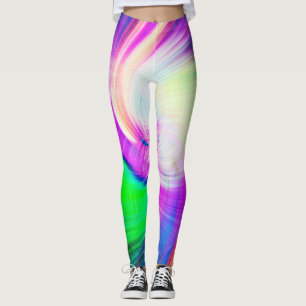SPIRALFLUO - Psychedelic Colourful Modern Fractal  Leggings