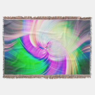 SPIRALFLUO - Psychedelic Colourful Modern Fractal Throw Blanket