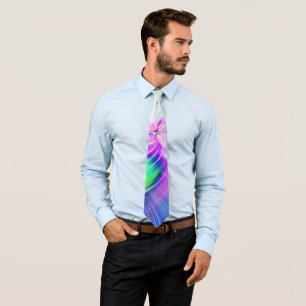 SPIRALFLUO - Psychedelic Colourful Modern Fractal  Tie