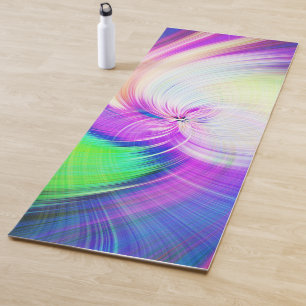 SPIRALFLUO - Psychedelic Colourful Modern Fractal  Yoga Mat
