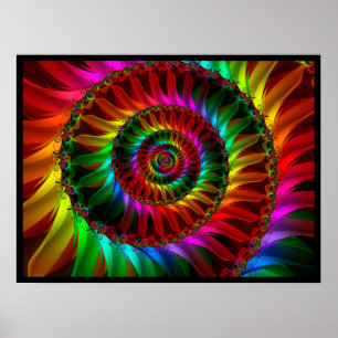 Spiraling Rainbow Petals Poster