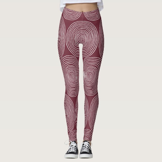 Spiralled Whimsy: Artistic Vintage Composition Leggings (Front)