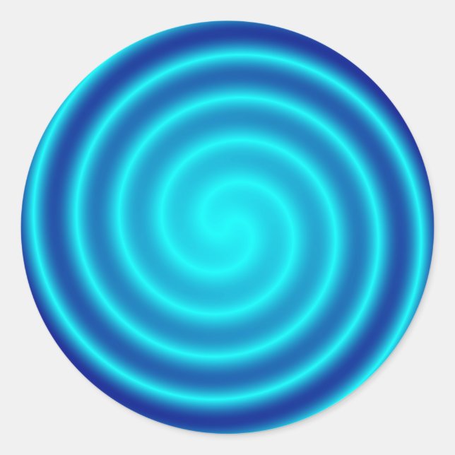 Spiralling Blue Vertigo Classic Round Sticker (Front)