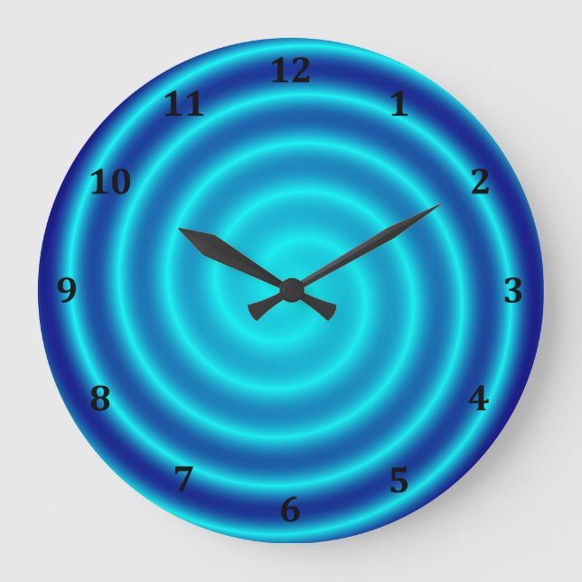 Spiralling Blue Vertigo Large Clock (Front)