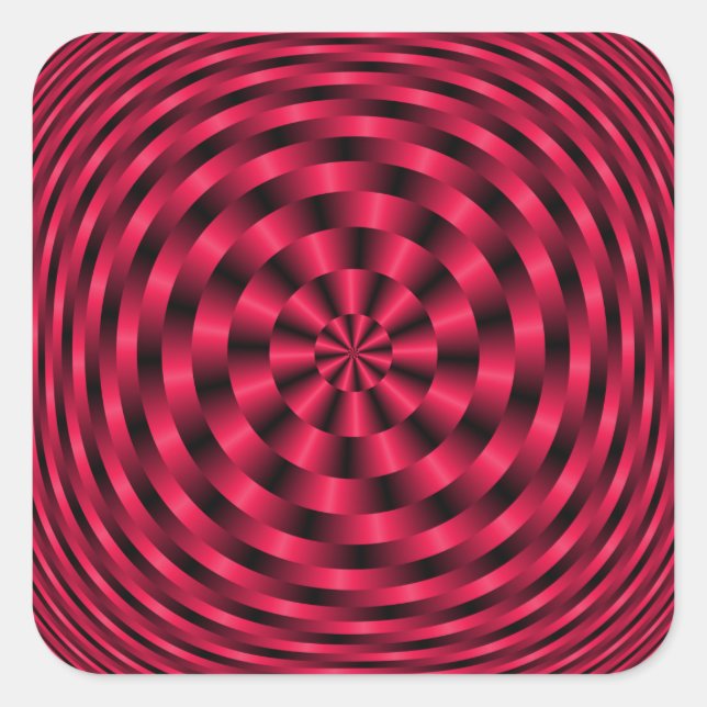 Spiralling Concentric Circles in Red Square Sticker (Front)