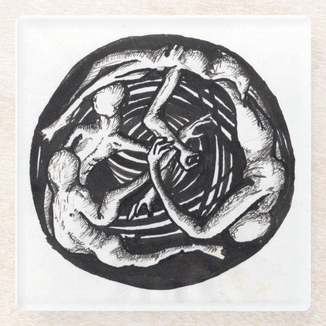 Spiralling Descent Glass Coaster (Front)