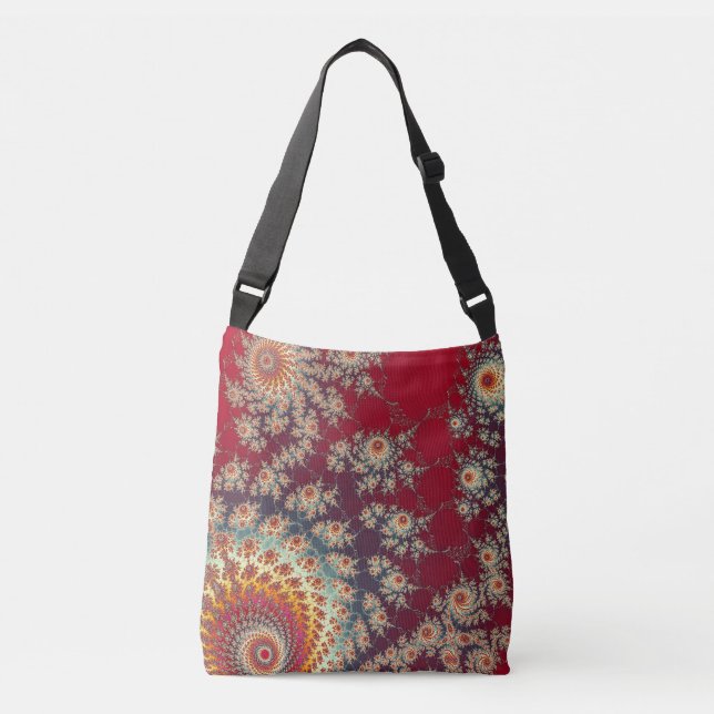 Spiralling Floral Pattern Crossbody Bag (Front)