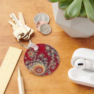 Spiralling Floral Pattern Key Ring