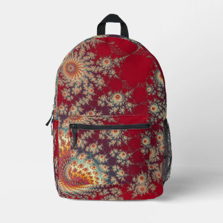 Spiralling Floral Pattern Printed Backpack