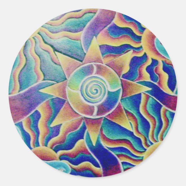 Spiralling Sun Mandala Sticker (Front)