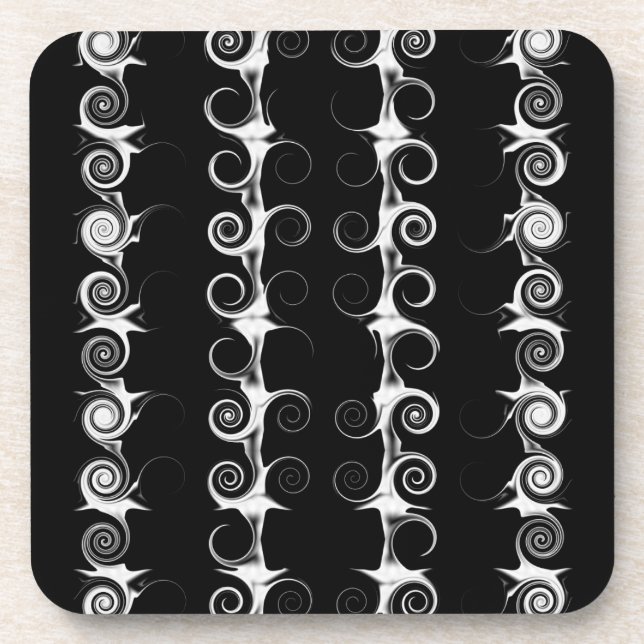 Spirals and Swirls Black and White Pattern Coaster (Front)