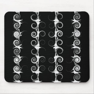 Spirals and Swirls Black and White Pattern Mouse Pad