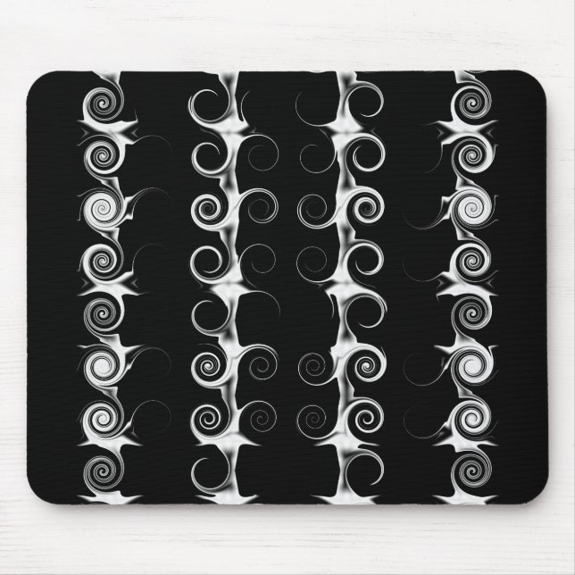 Spirals and Swirls Black and White Pattern Mouse Pad (Front)
