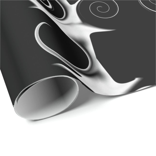 Spirals and Swirls Black and White Pattern Wrapping Paper (Roll Corner)