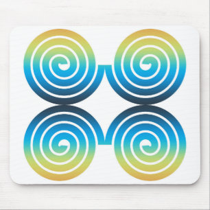 SPIRALS BLUE GREEN PATTERN MOUSE PAD