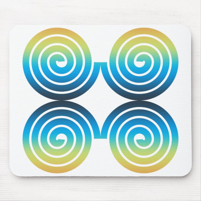 SPIRALS BLUE GREEN PATTERN MOUSE PAD (Front)