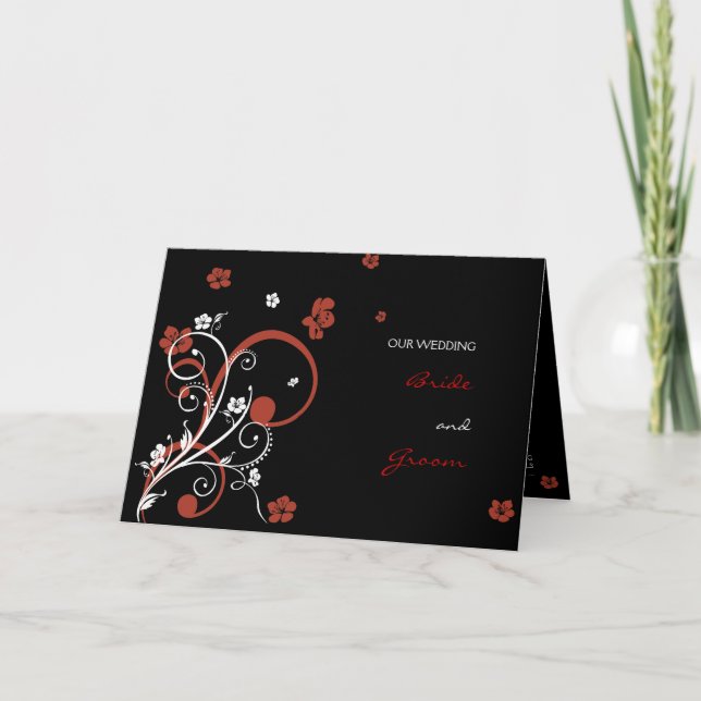 Spirals & Flowers Wedding Invitation Announcement2 (Front)