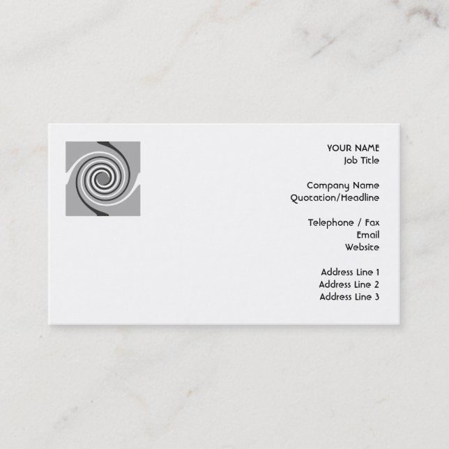 Spirals in Grey and White. Stylish swirls. Business Card (Front)