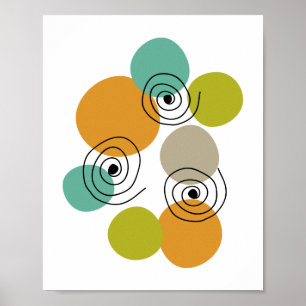 Spirals Mid Century Modern Colourful Geometric Poster