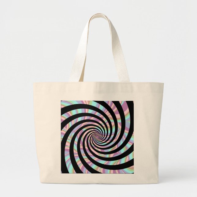 Spirals multicolor - black large tote bag (Front)