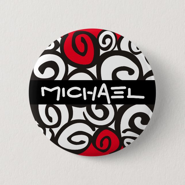 Spirals Pattern Black & White + your ideas 6 Cm Round Badge (Front)