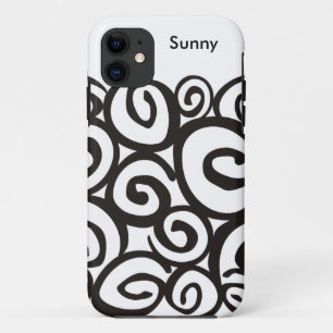 Spirals Pattern Black & White + your ideas iPhone 11 Case